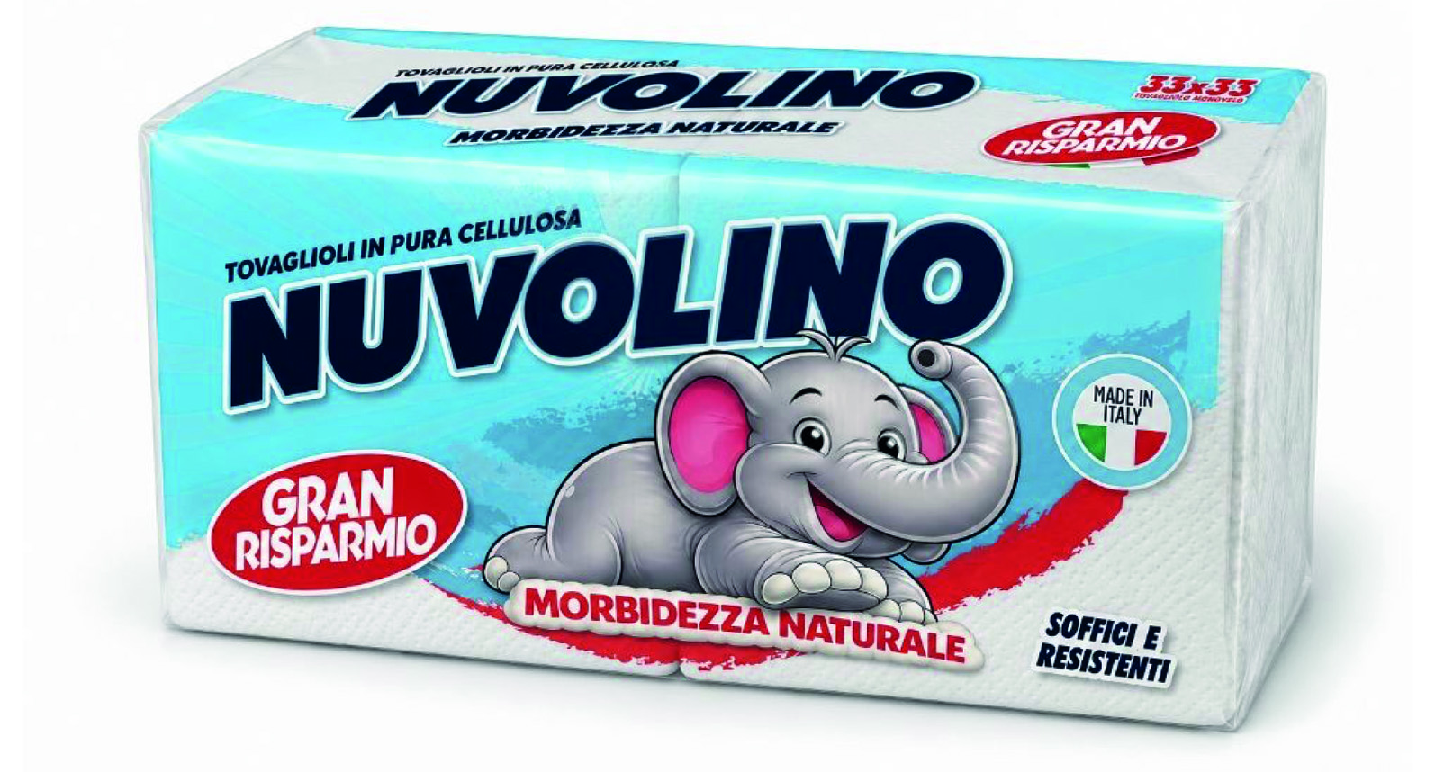 Confezione Nuvolino Gran Risparmio, tovaglioli in pura cellulosa 33 × 33 cm